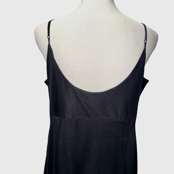 Mixit Y2K Black Embroidered Floral Beaded Hanky Hem Thin Strap Cocktail Dress 14 - Picture 8 of 10